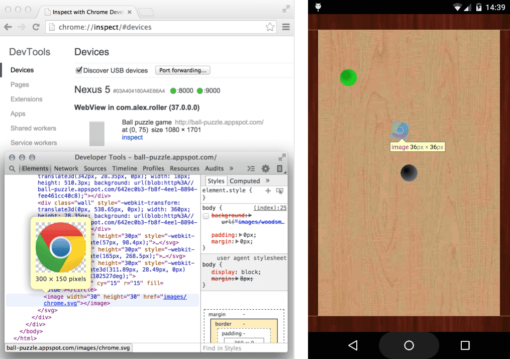 inspect with chrome